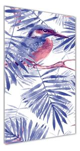 Tablou Printat Pe Sticlă frunze de palmier și păsări