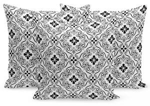Față de pernă in alb cu ornamente alb-negru 50x60 cm