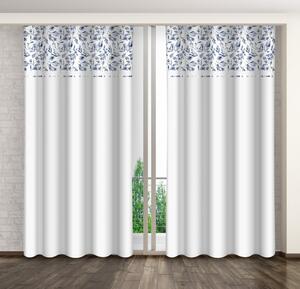 Draperie decorativă albă cu imprimare de flori de câmp albastru Lățime: 160 cm | Lungime: 250 cm
