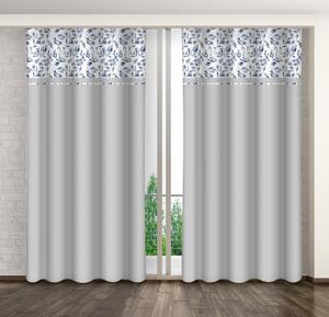 Draperie decorativă de culoare gri deschis cu imprimare de flori de câmp albastru Lățime: 160 cm | Lungime: 270 cm