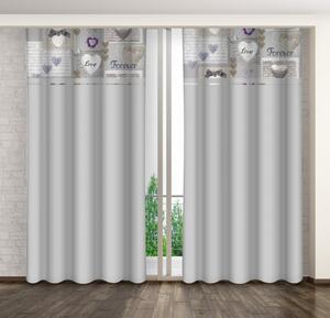Draperie decorativă gri deschis cu imprimeu de inimă Lățime: 160 cm | Lungime: 250 cm