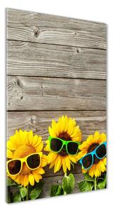 Tablou din Sticlă Sunflowers ochelari