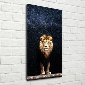 Pictura pe sticlă acrilică Leul pe fondul de stele