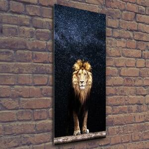 Pictura pe sticlă acrilică Leul pe fondul de stele