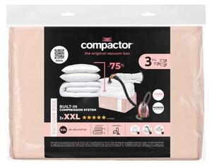 Cutii de depozitare pentru haine 3 buc. din plastic cu vacuum 65x45x27 cm Pink Edition – Compactor