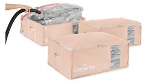 Cutii de depozitare pentru haine 3 buc. din plastic cu vacuum 65x45x27 cm Pink Edition – Compactor