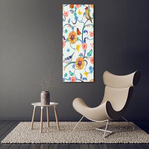 Tablou canvas Păsări flori fluturi