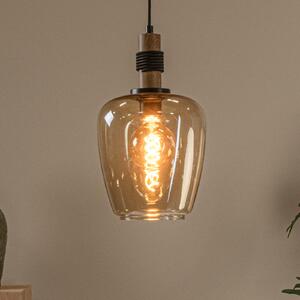 Lampă suspendată Ilona, sticlă, Ø 22 cm, negru/ambră, 1 bec