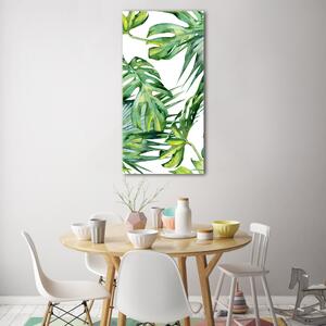Tablou pe pe sticlă frunze tropicale
