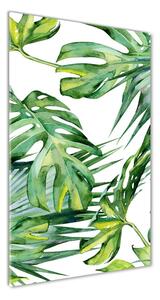 Tablou pe pe sticlă frunze tropicale