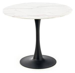 Masă Houston 901Marmură albă, Negru, 7cm, Sticlă călită, Metal