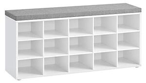 Pantofar bancuta hol cufar cu depozitare, Vasagle, Alb-Gri, 105x30x48 cm