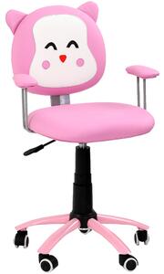 Scaun de birou pentru copii KITTY, roz, piele ecologica, 54x49x76/86 c