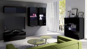 Camera de zi Providence B115Negru lucios, Negru, Părți separate, Cu comodă tv, Cu componente suplimentare, Sticlă călită, PAL laminat