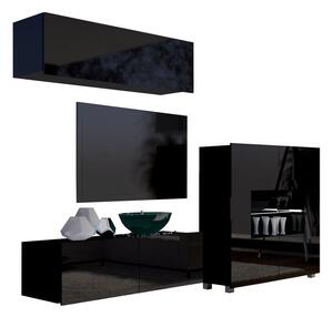 Camera de zi Providence B113Negru, Negru lucios, Cu componente suplimentare, Părți separate, Cu comodă tv, PAL laminat