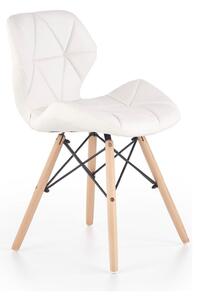 Scaune living K281, alb/stejar, piele ecologica/lemn, 48X51X74 CM
