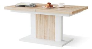 Măsuță de cafea extensibilă Glendale 103Alb, Sonoma stejar, 60x70x120cm, PAL laminat, Unghiular