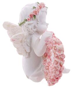 Statueta Ingeras cu Inima de Trandafiri 6 cm