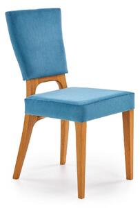 Scaun living WENANTY, albastru/stejar, stofa clasica/lemn, 43x56x91 cm