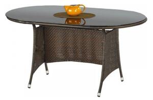 Masa gradina MASTER, maro inchis/negru, sticla/metal, 150x90x74 cm