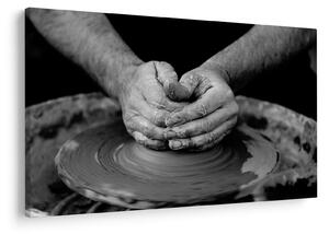Tablou alb negru - producția de ceramică (90x60 cm)