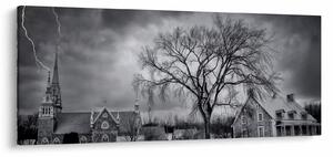 Tablou cu sat alb negru (120x50 cm)