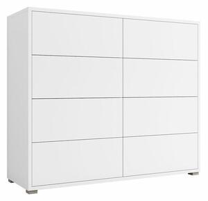 Comodă Miami A105 Alb, Mat alb, Cu sertare, 93x120x41cm