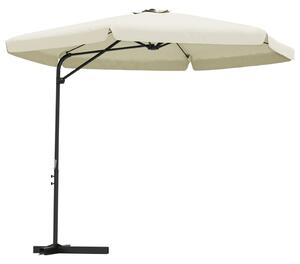Umbrelă soare de exterior cu stâlp din oțel, alb nisipiu 300 cm