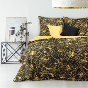 Lenjerie de pat din bumbac cu motiv floral galben 3 părți: 1buc 160 cmx200 + 2buc 70 cmx80