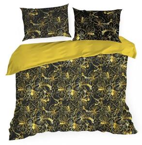 Lenjerie de pat din bumbac cu motiv floral galben 3 părți: 1buc 160 cmx200 + 2buc 70 cmx80