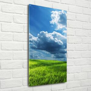 Fotografie imprimată pe sticlă Nori peste câmp