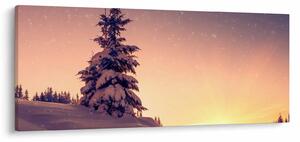 Tablou cu copac înzăpezit pe luncă (120x50 cm)