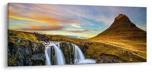 Tablou cu munții și cascade pe Islanda (120x50 cm)