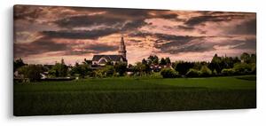 Tablou cu peisaj și biserică (120x50 cm)