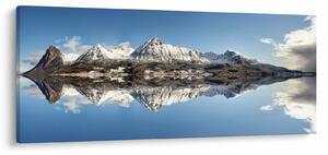 Tablou cu munți și reflectarea lor (120x50 cm)