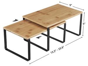 Set 2 masute bambus cu cadru metalic negru