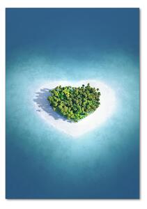 Tablou sticlă Plaja forma de inima