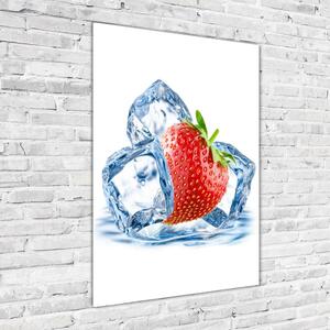 Fotografie imprimată pe sticlă Căpșuni și gheață