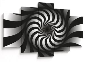 Tablou abstract cu spirala alb neagră (150x105 cm)