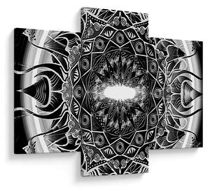 Tablou cu ornamente alb negre (90x60 cm)