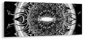 Tablou cu ornamente alb negre (120x50 cm)