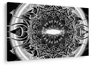 Tablou cu ornamente alb negre (90x60 cm)