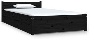 Cadru de pat cu sertare, negru, 90x200 cm