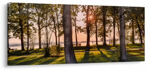 Tablou cu pomi lângă lac (120x50 cm)