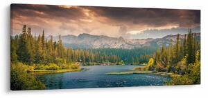 Tablou cu râu montan și munți (120x50 cm)