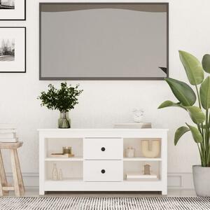 Comodă TV, alb, 103x36,5x52 cm, lemn masiv de pin