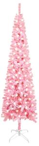 Set pom de Crăciun subțire cu LED-uri, roz, 240 cm