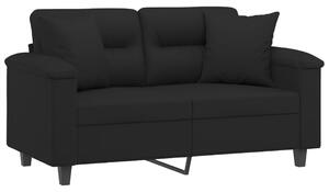 Canapea cu 2 locuri, cu perne, negru, 120 cm, microfibră