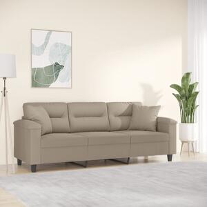 Canapea cu 3 locuri și perne, gri taupe, 180 cm, microfibră