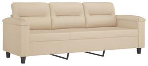 Canapea cu 3 locuri, crem, 180 cm, țesătură microfibră